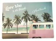 Pink Hippie Bus Placemats Love You To The Beach and Back Foam Back Set of 4