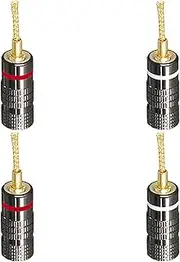 tunghey 4Pack Flex Pin Banana Plugs for Speaker Wire, 24K Gold Plated for Spring-Loaded Speaker Banana Jack Terminals,Speaker Connector Pin Plug Type