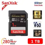 【SANDISK 晟碟】[全新版 再升級] 1 TB EXTREME PRO SDXC UHS II 記憶卡 280MB/S(專業攝影 原廠永久保固)