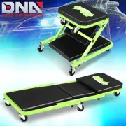 2-IN-1 36" Foldable Z Creeper Mechanics Garage Work Stool Rolling Chair Green