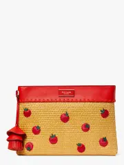 Roma Embellished Tomato Straw Clutch