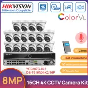 Hikvision 16CH NVR 4K Full Color CCTV System 8MP ColorVu POE Security Camera MIC