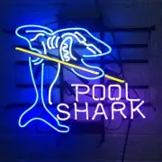 Pool Shark Billiards Gaame Room 17"x14" Neon Light Sign Lamp Bar Open Club Gift