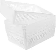 ARTIBETTER 6pcs Desktop File Organizer Versatile Storage Baskets for Makeup Office Home Hollow Handle Baskets for Neat Orderly Storage
