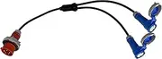 Adapter Splitter Extension Lead CEEform 16A 5 Pin Plug to 2 x CEEform 3 Pin 16A Single Phase Socket, Heavy Duty