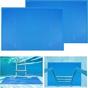 2 Pcs 36 * 24inch Pool Ladder Step Mat,Large Non-Slip Pad for In-ground or Above Ground Pools Protective,0.2in Thickened Mats for Pool Slides Ladder Pool Stairs (Blue)