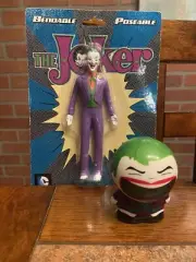 DC Joker 5.5” Bendable Poseable Figure & 3" Foam Stress Squeeze Villain Toy