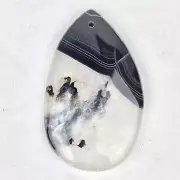 Black White Druzy and Translucent Clear Agate Pendant 2"