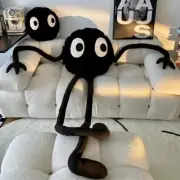 175cm Long Limbs Black Coal Ball Plush Toy, Funny Cushion Pillow
