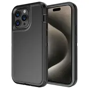 For Apple iPhone 16 Pro Max Case Drop Resistant Defender Tradies Heavy Duty Rugged Shockproof Tough Cover (Black)