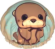 Cute Otter Print Shower Cap For Women Men Reusable Lightweight Soft Bath Hair Cap With Elastic Band