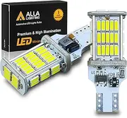Alla Lighting 2600lm CANBUS 912 921 LED Back Up Light Bulbs Xtreme Super Bright LED 921 Bulb High Power 4014 48-SMD T15 906 W16W 921 LED Bulbs Back-Up Reverse Lights, 6000K Xenon White (Set of 2)