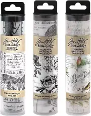 Tim Holtz Idea-Ology Collage Paper Rolls - Entomology Botanical and Aviary