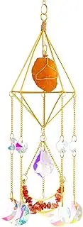 AWARDSEN Red Suncatcher Crystal, Red Agate Sun Catcher, Garden Decoration, Healing Crystals, Suncatcher, Rainbow Suncatcher, Window Hanging Decoration for Spiritual Gifts