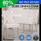 ALFORDSON 2x Dining Chair Kitchen Lounge Retro Button Tufted Wooden Fabric Beige