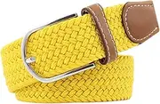 [Jdlsppl] Women's Elastic Braided Belt Faux Leather Belt Metal Fashion Braided Casual Summer Basic Metal Buckle Web Belt