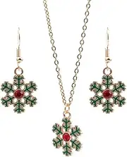 [Ipetboom] 1Set Christmas Snowflake Earring Necklace Elegant Women Christmas Jewelry Present for Festive Celebrations Chic Snowflake Drop Earrings Necklace Costume Accessory