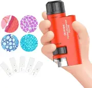Pocket Mini Small Microscope, 60x-120x Handheld Microscope LED Lighted Zoom w...