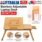 Bamboo Adjustable Laptop Desk Breakfast Serving Bed Tray W/ Tilting Top DrawerAU
