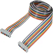uxcell 1 Pcs 20 Pin Flat Rainbow Ribbon Cable FC/FC Female Connector 3.3FT 2.54mm Pitch Breadboard Jumper Wires for Electronic Projects
