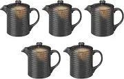 Set of 5 [TA] Yasuragi Juji Baked Tightening (Small) 11.8 fl oz (350 cc) [6.2 x 3.6 x 5.2 inches (15.9 x 9.2 x 13.2 cm)] | Juitsugi Heat Resistant ABS Resin Heat Resistant Setomonohonpo