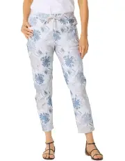 [Fella Hamilton] Umbria 7/8 Print Stretch Pant in Teal