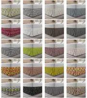 Ambesonne Retro Bedskirt Elastic Wrap Around Skirt Gathered Design