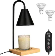 Candle Warmer Lamp for Jar Candles, Electric Dimmable Candle Warmer Lamp with Timer 2H/4H/8H Nightstand Lamp for Bedroom (2 Wax Warmer Bulbs)