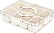 Food Storage Container,Snack Container Box,Multifunctional Fruit Food Container Box with 8 Compartments - Portable Snack Tray with Tap