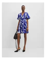 [Country Road] Print Tuck Detail Mini Dress in Brushed Geo