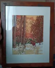 "Sunset Trail" Handmade Cross Stitch Piece, Fully Finished And Framed, 12.5x15.5