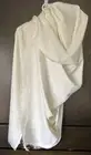 Wool Merino Scarf SOFT Wrap Ivory Beige White Throw Blanket Large Fringe NEW