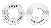 Luck Blessing Ring Charm, Pewter | Good Fortune | Four Leaf Clover
