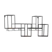 Litton Lane Wine Rack 35.7" x 15.95" Metal Wall Mount Black w/ 6-Bottle Capacity