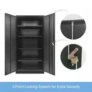180Cm Steel Locker File Storage Cabinet Cupboard 3-Point Reinforced Locking For School,Lab,Gym