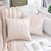 2x Velvet Throw Pillows for Couch Bed Sofa (Inserts + Pillow Covers, Pink)