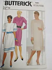 Dress 12 Butterick 6391 Sewing Pattern UC VTG 80s Mother Bride Loose Pullover
