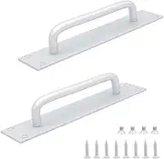 Set of 2 NUZAMAS Aluminum Alloy Sliding Door Handles, Fire Door Handles, Cabinet Door Round Handles, Pull Push Open, 20cm X 4cm (7.8 inch X 1.5 inch), Silver Color