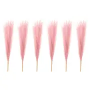 6 Pcs 17 Inch Faux Pampas Grass Artificial Boho Decor Dark Pink