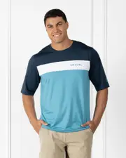 [Rip Curl] Rip Curl Men's Undertow Short Sleeve Rash Vest in Ocean Blue Size XL XL Ocean Blue