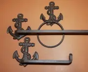 (3) Sailor Christmas Gift Set, Rustic Anchor Towel Rack Ring