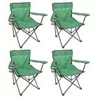 4x Matt Black/Green Folding Canvas Camping Chairs Portable Outdoor Fishing Seat