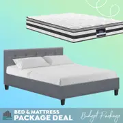 Queen Package | Agnes Bed Grey & Normay Pillow Top Mattress (Medium Firm)