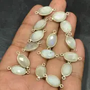 15 Piece Natural white moonstone Briolette Cut Connector Section for Jewelry