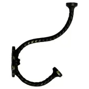 Pair of Black Iron Twisted Wall Coat Towel Hooks