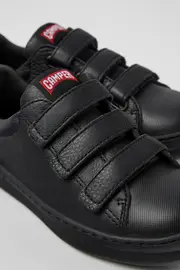 Runner Black leather and textile sneakers for kids