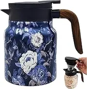 Thermal Tea Pot, Teapot with Infuser, Thermal Flask,Stainless Steel Water Jug, Teapot with Infuser for Hot Tea and Cold Drinks, 800ml Blue