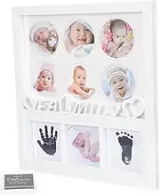 Kisangel Footprint Picture Frame Handprint Photo Frame a Newborn Milestone White Decor