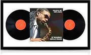 [Qunclay] 1 Pack 16x30 Inches Black Double Vinyl Record Frame with Double white white Matting Record Album Frames for 12x12 Lp Covers Vinyl Display for Home Office Wall Decor