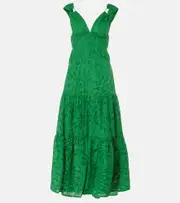 [Farm Rio] Farm Rio Monstera tiered cotton maxi dress AU 12 green